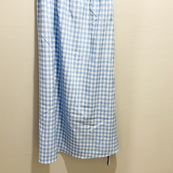 New CIDER Women’s Baby Blue Gingham Strapless PICNIC Midi Dress Ruched Size XS - Picture 5 of 8